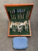 A canteen of George Butlery Sheffield plated cutlery together with a further cased set of plated