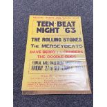 A framed advertising poster - Teen Beat night 1963