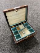 A Victorian rosewood mother of pearl inlaid sewing box