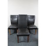 A set of six brown leather dining chairs together with further pair of high backed leather dining