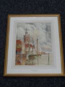 Louis van Staaten (Dutch 1859 - 1924) : Veere Zeeland, watercolour, signed, 40 cm x 31 cm, framed.