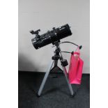 A Sky Watcher telescope on stand with accessories