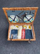A wicker Antler picnic basket with contents