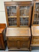 An Edwardian oak bureau bookcase