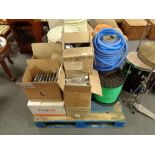 A pallet of thirteen spools of LED neon cable together with eight boxes of cap ends,