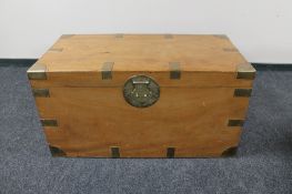 A brass bound camphor wood chest CONDITION REPORT: 107cm long by 54cm deep by 57cm