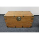 A brass bound camphor wood chest CONDITION REPORT: 107cm long by 54cm deep by 57cm