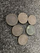 Six cartwheel pennies