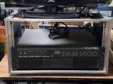 An ECLER Pam 1400 switching power Mosfet amplifier in cabinet