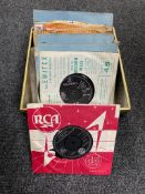 An Oriental style tin containing a small quantity of 45's, Cliff Richard,