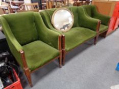 A three piece Edwardian salon suite comprising of two seater settee and pair of chairs