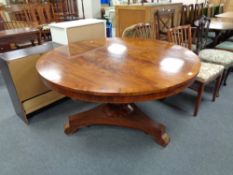 A nineteenth century mahogany circular breakfast table, width 131 cm, height 72 cm.