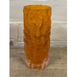 A Whitefriars tangerine bark vase, 19cm high,
