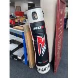 An RDX punch bag together with a boxed punch bag bracket