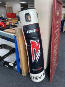 An RDX punch bag together with a boxed punch bag bracket