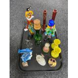 A tray of Murano glass clown,