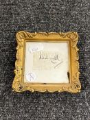 A small gilt framed autograph on paper,