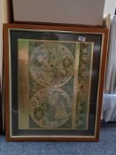 A framed Blaeu wall map together with a gilt framed print - Near Glencoe by R Gilroman,