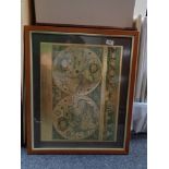 A framed Blaeu wall map together with a gilt framed print - Near Glencoe by R Gilroman,