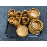 A tray of mid twentieth century earthernware Langley coffee china