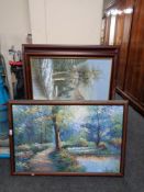 Four contemporary framed oils - rural scenes