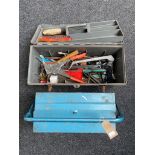 A metal concertina tool box together with one other tool box of tools