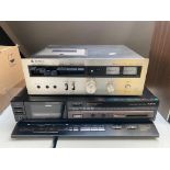 A Technics stereo cassette deck 610 together with a Aiwa stereo cassette deck AD-R460