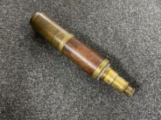 An antique brass and wooden cased ship's telescope