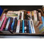 A box of paperback books; novels, Ken Follett,