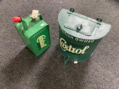 A vintage motor oil can together with motor oil dispenser