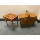 A concertina sewing box together with a musical sewing table