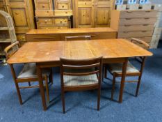 A 1960's/70's Scottish Beithcraft six piece teak dining room suite comprising of low sideboard,