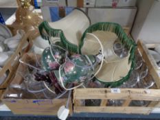 A box and a crate of glass ware, fruit bowls,