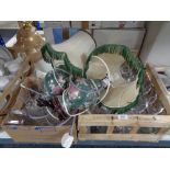 A box and a crate of glass ware, fruit bowls,