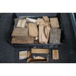 A crate of antique printing blocks relating to Newcastle upon Tyne