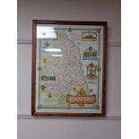 An oak framed map agricultural map of Northumberland