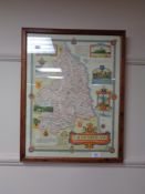 An oak framed map agricultural map of Northumberland