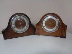 Two 1930's oak cased mantel clocks