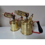 Two vintage brass Max Sivert of Stockholm blow lamps