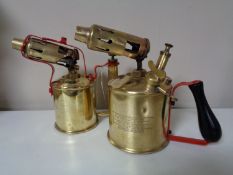 Two vintage brass Max Sivert of Stockholm blow lamps