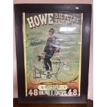 An oak framed advertising picture - Howe bicycles and tricycles
