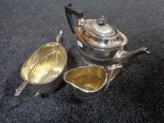 A three piece plated tea service