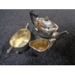 A three piece plated tea service