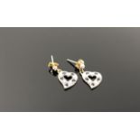 A pair of 10ct gold diamond and sapphire earrings