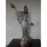 An Alice Heath signed chalk statue - Lady in silver flowing dress