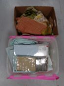Two boxes of assorted bedding,