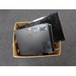 A box of Acer computer monitor, Lonovo disc drive (no hard drive),