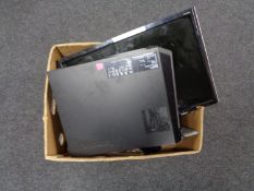 A box of Acer computer monitor, Lonovo disc drive (no hard drive),