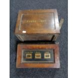 A mahogany bell box together with a mid century First Aid box with contents