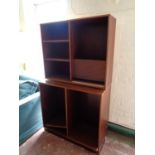 Two sets of mahogany effect bookshelves